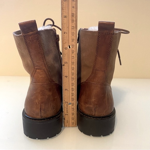 Lucky Brand Two-Tone Brown  Leather/ Wool Ankle Walking Boots Platform Size 91/2 - Picture 10 of 12